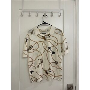 Como Men's Vintage Gold Shirt Gold Chain Retro Made in Italy Cotton